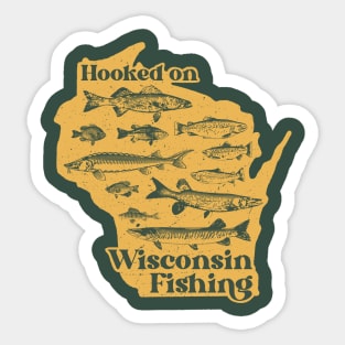 Hooked on Wisconsin Fishing - Vintage WI Sportsman Souvenir Sticker